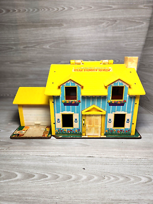 #ad Vintage 1969 #952 FISHER PRICE Family Play House Masonite Base Yellow $24.99
