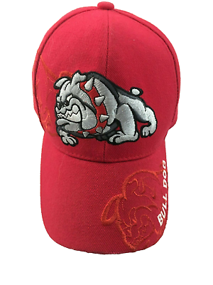 #ad Santo Cap Red Stitched Embordered Bull Dog Baseball Style Adjustable Hat Cap $11.99
