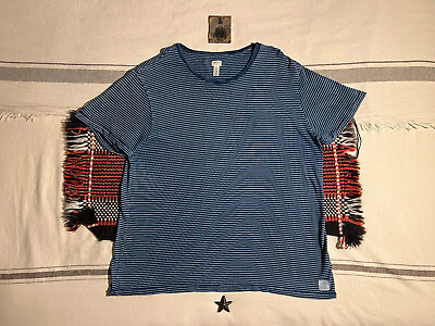 #ad DENIM SUPPLY T Shirt XL Blue Stripe SINGLE STITCH RRL Vintage RARE 50quot; USNAVY GBP 34.95