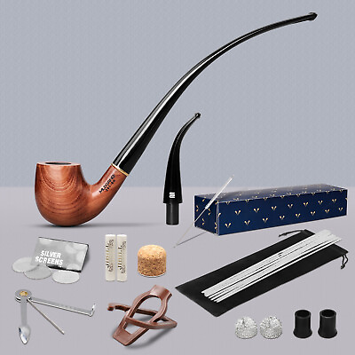 #ad #ad Rosewood Churchwarden Gandalf Pipe Long Stem Bent Tobacco Pipe With Accessories $20.00