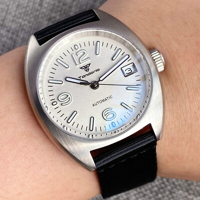 #ad Automatic Military Watch Men Tandorio 36mm White Dial Date Display Japan NH35A $63.98