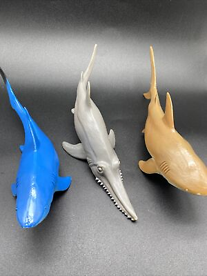 #ad Toy Rubber Shark Lot Large Shark Week Pool Toy Summer Animals Science $12.79
