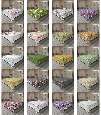 #ad Ambesonne Doodle Floral Flat Sheet Top Sheet Decorative Bedding 6 Sizes $29.99