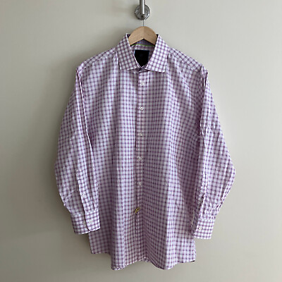 #ad Men’s XL Tattersall London Button Up Gingham Check Long Sleeve Shirt X Large $16.99