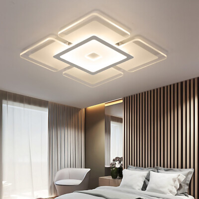 #ad Modern Square Flush Mount Ceiling Lamp LED Living Room Chandelier Acrylic Light $79.99