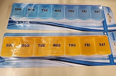 #ad 2 NEW JUMBO LARGE Pill Box Cases Organizer Medicine Vitamins 7 Day Holder Weekly $10.99
