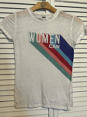 #ad WOMEN CAN by AMP Women’s Size Small S Tee T shirt Top White Burnout Retro 70s $10.46