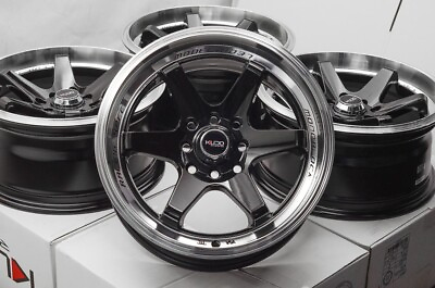 #ad Kudo Racing Disturb 15x7 4x100 4x114.3 Wheels Rim Black Polish Lip Civic Corolla $659.00