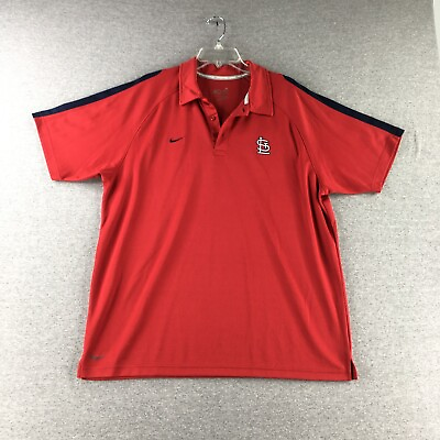 #ad St Louis Cardinals Polo Shirt Mens Extra Large Nike Dri Fir Red Baseball Adult $14.13