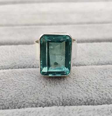 #ad Aquamarine Charming Solid 925 Sterling Silver Handmade Ring All Size PG105 $16.26
