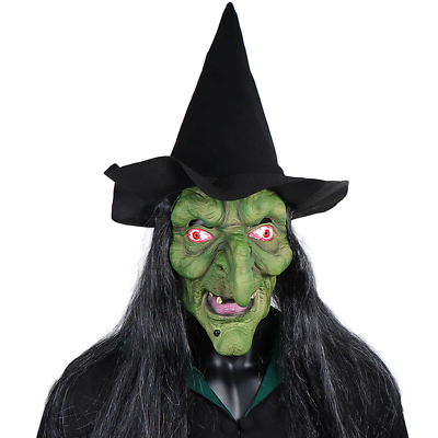 #ad Creepy Halloween Latex Mask Scary Horror Witch Haunted House Party Props $21.81