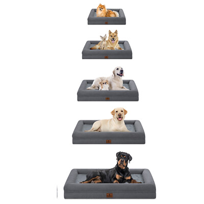 #ad Dark Gray Plush Orthopedic Dog Bed Memory Foam Bolster Pet Sofa Removable Cover $38.98