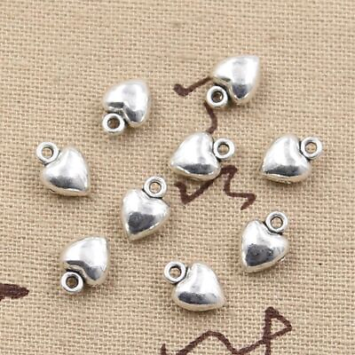 #ad Puffy Heart Charms 9x7x4mm Metal Pendant DIY Crafts Jewelry Making Charm 50Pcs $13.21