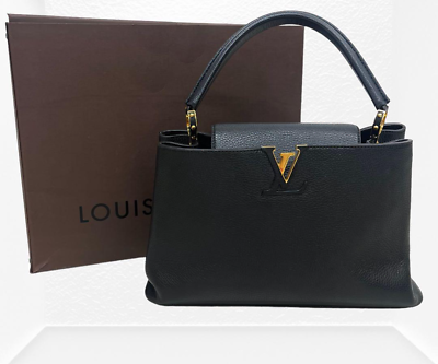 #ad LOUIS VUITTON Capucines MM Hand bag Black Leather 240217N $1723.86