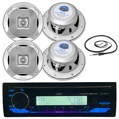 #ad JVC Marine CD Receiver 4 X 5.25” Marine Speakers Enrock Marine 45quot; Antenna $225.99