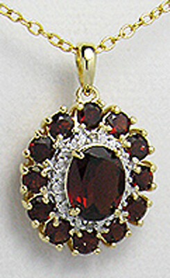 #ad Sterling Silver Garnet Pendant Red Cluster Solid 27mm 4.4g 18quot; Chain 18k Vermeil $98.95