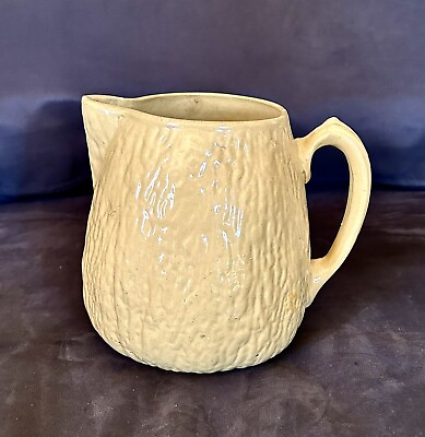 #ad Early 1905 25 Yellow Ware quot;Walnutquot; Pitcher Stoneware Brush McCoy Pottery OH $98.00