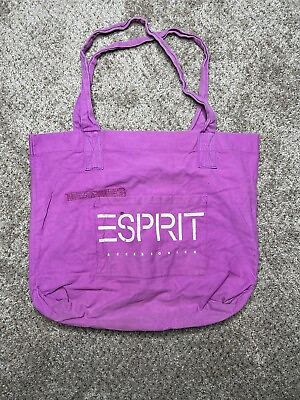#ad Vintage Esprit Logo Canvas Tote Bag Spell Out 90’s Pink Faded $59.95
