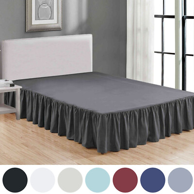 #ad #ad Luxury Bed Skirt 14quot; Drop Super Solid Microfiber Pleated Premium Wrinkle Free $17.99