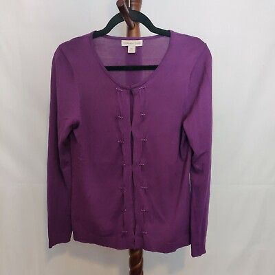 #ad Coldwater Creek women#x27;s size S 6 8 cardigan sweater purple hook amp; eye closure $19.85