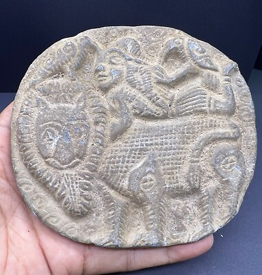 #ad Greco Bactrian Article Rare Ancient Historical Story Scene Engrave Round Tile $400.00