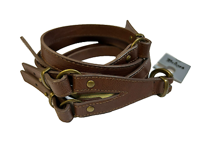 #ad NWT Bruges Double Strap Waist Belt Brown Antique Faux Brass SZ M $19.99