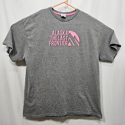 #ad Alaska Frontier T Shirt Adult XL Heather Gray Delta Pro Weight Pink Graphic $12.88