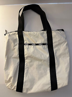 #ad LeSportsac Tote Bag White Black 14 x 14 x 4.5 $25.00