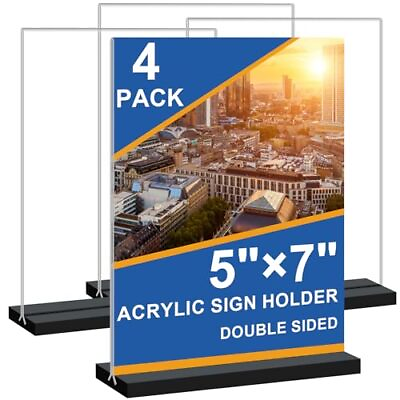 #ad Acrylic Sign Holder 5 x 7 Clear Wedding Table Numbers Vertical 4 Pack 5x7 $23.72