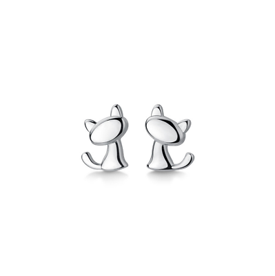 #ad Cute 925 Sterling silver Tiny Kitty Cat animal stud earrings Gift box party S4 $9.95