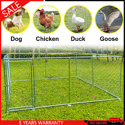 #ad Large 10 x 10 FT Metal Cage Dog Pet Pen Run House Kennel Fence Outdoor W Door $224.75