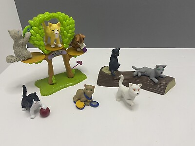 #ad Meg #x27;kitty in my pocket’ Tree House And Log stand Plus 8 Kitty Toys Vintage Toy GBP 19.99