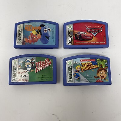 #ad LeapFrog Leapster 4 Game Lot MATH BASEBALL CARS FINDING NEMO MATH MISSIONS $14.99