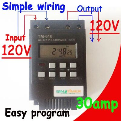 #ad 30A Digital Timer Switch Relay Control High Load 7 Day Programmable 110V 120V AC $30.99