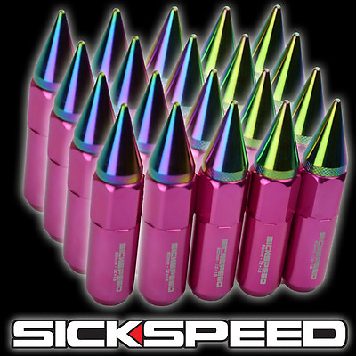 #ad SICKSPEED 20 PINK NEO CHROME SPIKED ALUMINUM EXTENDED 60MM LUG NUTS 1 2X20 L22 $30.12