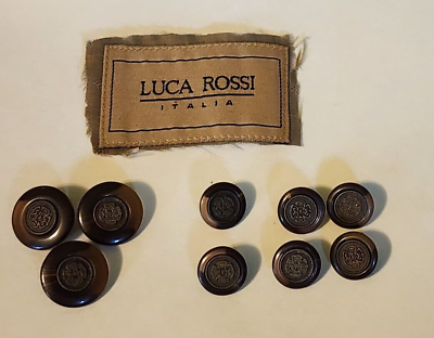 #ad 9 Luca Rossi Shank Buttons Sport Coat Replacement Brass Center Brown Plastic $8.00