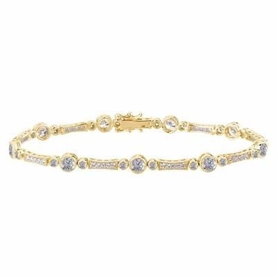 #ad Yellow Gold Plated Sterling Silver Vintage Style Station 7.25quot; Bracelet $248.39