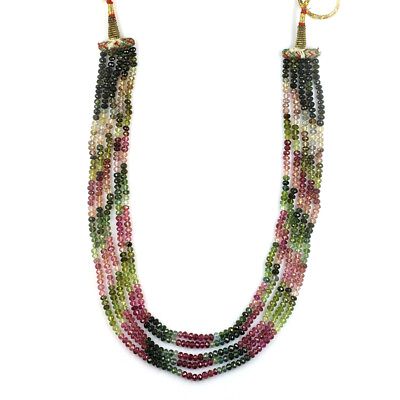 #ad 273.08 Cts.Multi Color Tourmaline5 Strand NecklaceHandmade Beaded Necklace $350.00