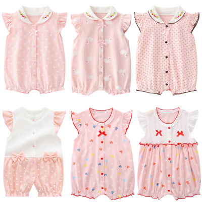 #ad Cotton Baby Girl Romper Short Sleeve Bodysuit Infant Newborn Jumpsuit Clothes $12.60