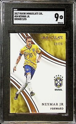 #ad 2017 Panini Immaculate Collection #24 Neymar Jr # 25 Bronze Brasil SGC 9 POP 1 $174.99