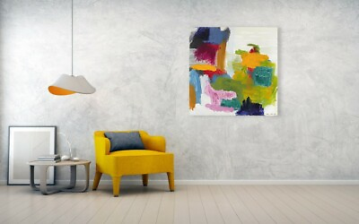 #ad Abstract SquarePainting Bright Acrylic ColorsCanvasARTModern WallDECORSERENE $980.00