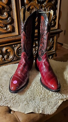 #ad Corral Genuine Exotic Eel Western Boots 10 1 2 EE Brandy Reddish Brown *New $275.00