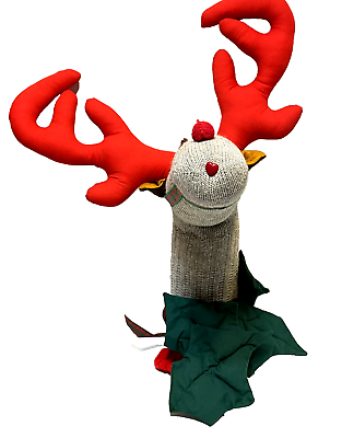 #ad VTG Handmade Sock Plush Christmas Rudolph the Red Nosed Reindeer 22quot; $18.18