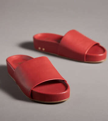 #ad Beek Anthropologie Pelican Platform Flatform Bright Red Poppy Leather Sandals 9 $169.99