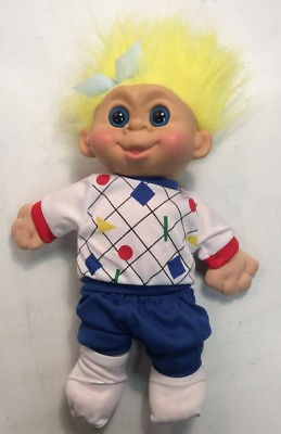 #ad 1992 Multi Toy Brand Troll Yellow Hair Blue Eyes Doll 12quot; Tall Preowned Vintage $29.99