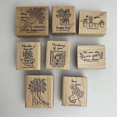 #ad Stampin Up quot;Girl Talkquot; Set Of 8 Stamps 2000 Flowers Sentiments Garden Gift Notes $14.50