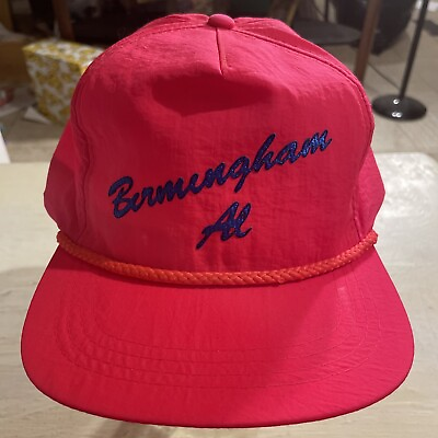 #ad Vintage 80s 90s Yupoong Neon Pink Nylon Trucker Hat Cap Birmingham AL OSFA $17.99
