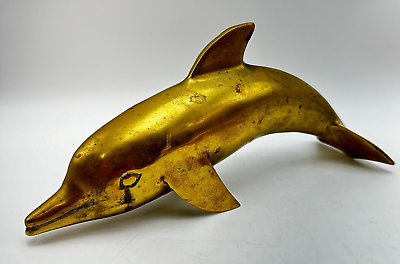 #ad Vintage Brass Dolphin Porpoise Large Sculpture Statue Figurine Beach Decor 11quot; $31.96