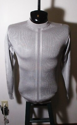 #ad Men#x27;s DOMANI Platinum Gray Long Sleeve Tight Knit Mock Neck Top Size M $36.00