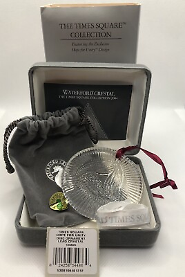 #ad 2004 Waterford Crystal Times Square quot;Hope for Unityquot; Disk Ornament Ireland $25.00